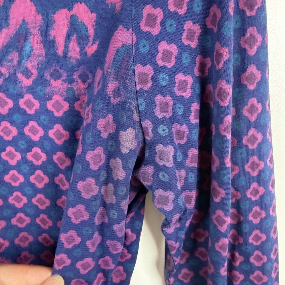 Tory Burch Pima Cotton Mixed Leopard Floral Print Tee Small Preppy Layering Soft